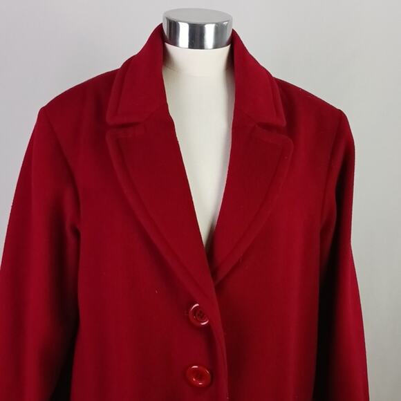 Yves Saint Laurent Vintage Red Wool 3/4 Peacoat - Picture 2 of 9
